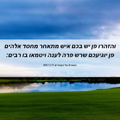 Picture 06 - האגרת אל העברים 12:15 HEB - והזהרו פן יש בכם איש מתאחר - Bible Verse Picture