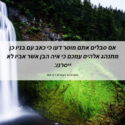 Picture 06 - האגרת אל העברים 12:7 HEB - אם סבלים אתם מוסר דעו כי - Bible Verse Picture