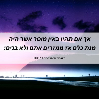 Picture 06 - האגרת אל העברים 12:8 HEB - אך אם תהיו באין מוסר אשר - Bible Verse Picture