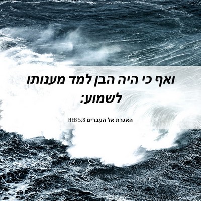 Picture 06 - האגרת אל העברים 5:8 HEB - ואף כי היה הבן למד מענותו - Bible Verse Picture