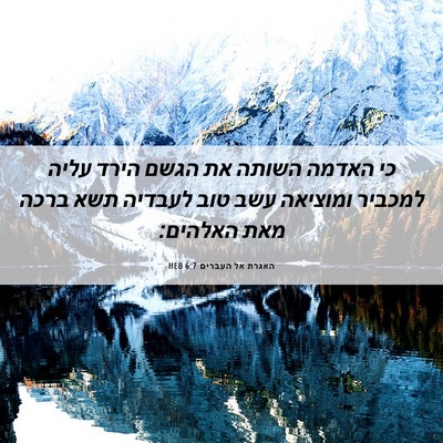 Picture 06 - האגרת אל העברים 6:7 HEB - כי האדמה השותה את הגשם הירד - Bible Verse Picture