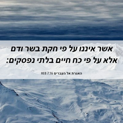 Picture 06 - האגרת אל העברים 7:16 HEB - אשר איננו על פי חקת בשר ודם - Bible Verse Picture