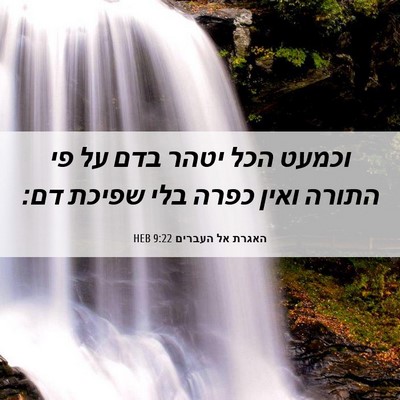 Picture 06 - האגרת אל העברים 9:22 HEB - וכמעט הכל יטהר בדם על פי - Bible Verse Picture
