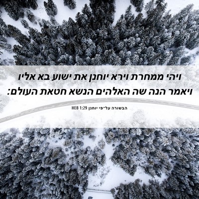 Picture 06 - הבשורה על־פי יוחנן 1:29 HEB - ויהי ממחרת וירא יוחנן את - Bible Verse Picture