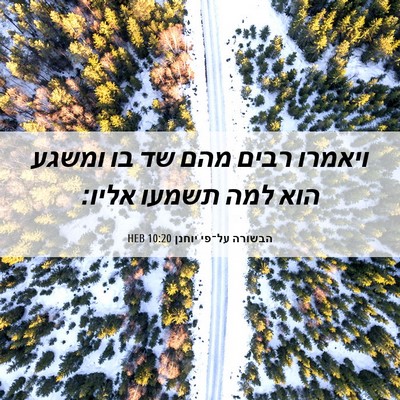 Picture 06 - הבשורה על־פי יוחנן 10:20 HEB - ויאמרו רבים מהם שד בו ומשגע - Bible Verse Picture