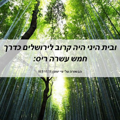 Picture 06 - הבשורה על־פי יוחנן 11:18 HEB - ובית היני היה קרוב - Bible Verse Picture