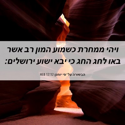 Picture 06 - הבשורה על־פי יוחנן 12:12 HEB - ויהי ממחרת כשמוע המון רב - Bible Verse Picture