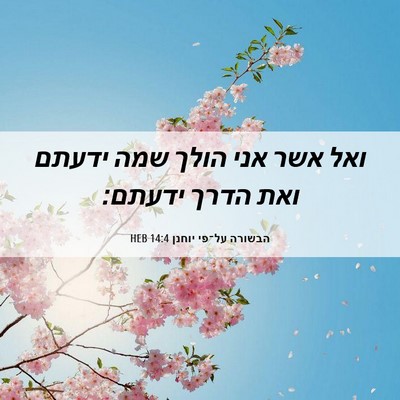 Picture 06 - הבשורה על־פי יוחנן 14:4 HEB - ואל אשר אני הולך שמה ידעתם - Bible Verse Picture