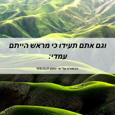 Picture 06 - הבשורה על־פי יוחנן 15:27 HEB - וגם אתם תעידו כי מראש הייתם - Bible Verse Picture