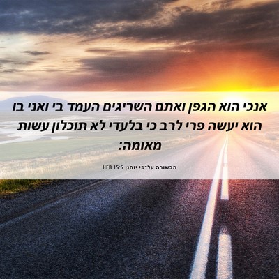 Picture 06 - הבשורה על־פי יוחנן 15:5 HEB - אנכי הוא הגפן ואתם השריגים - Bible Verse Picture