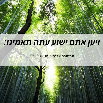 Picture 06 - הבשורה על־פי יוחנן 16:31 HEB - ויען אתם ישוע עתה - Bible Verse Picture
