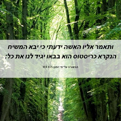 Picture 06 - הבשורה על־פי יוחנן 4:25 HEB - ותאמר אליו האשה ידעתי כי - Bible Verse Picture