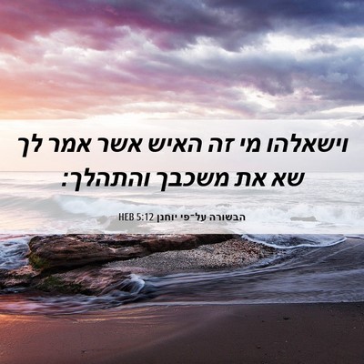 Picture 06 - הבשורה על־פי יוחנן 5:12 HEB - וישאלהו מי זה האיש אשר אמר - Bible Verse Picture