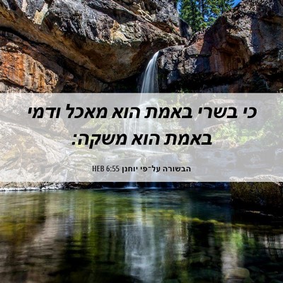 Picture 06 - הבשורה על־פי יוחנן 6:55 HEB - כי בשרי באמת הוא מאכל ודמי - Bible Verse Picture
