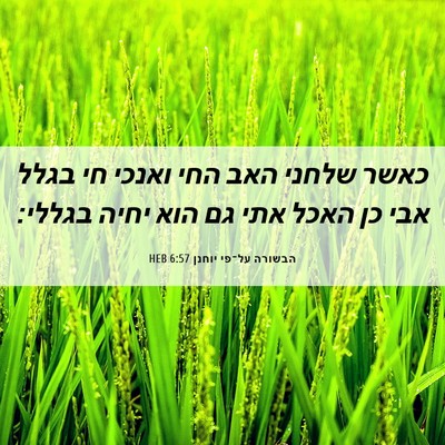 Picture 06 - הבשורה על־פי יוחנן 6:57 HEB - כאשר שלחני האב החי ואנכי חי - Bible Verse Picture