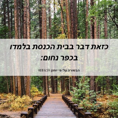 Picture 06 - הבשורה על־פי יוחנן 6:59 HEB - כזאת דבר בבית הכנסת בלמדו - Bible Verse Picture