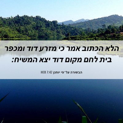 Picture 06 - הבשורה על־פי יוחנן 7:42 HEB - הלא הכתוב אמר כי מזרע דוד - Bible Verse Picture