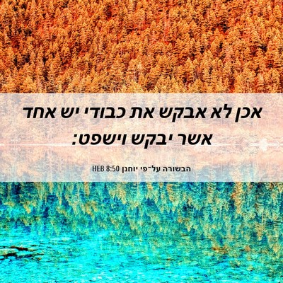 Picture 06 - הבשורה על־פי יוחנן 8:50 HEB - אכן לא אבקש את כבודי יש אחד - Bible Verse Picture