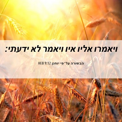 Picture 06 - הבשורה על־פי יוחנן 9:12 HEB - ויאמרו אליו איו ויאמר לא - Bible Verse Picture