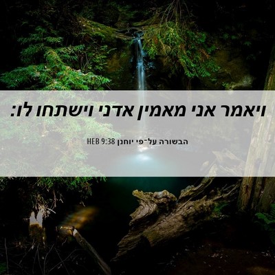 Picture 06 - הבשורה על־פי יוחנן 9:38 HEB - ויאמר אני מאמין אדני - Bible Verse Picture