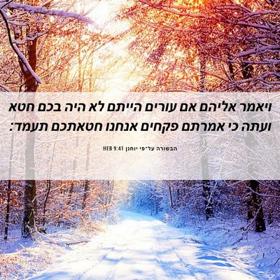 Picture 06 - הבשורה על־פי יוחנן 9:41 HEB - ויאמר אליהם אם עורים הייתם - Bible Verse Picture