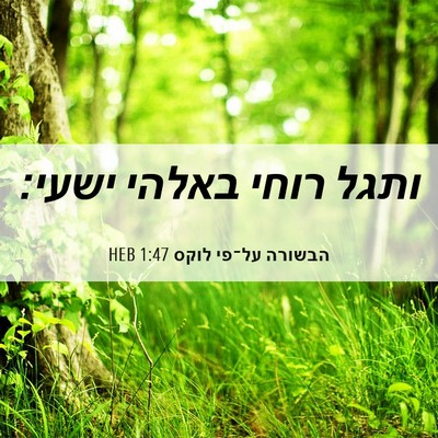 Picture 06 - הבשורה על־פי לוקס 1:47 HEB - ותגל רוחי באלהי - Bible Verse Picture