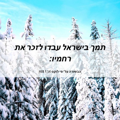 Picture 06 - הבשורה על־פי לוקס 1:54 HEB - תמך בישראל עבדו לזכר את - Bible Verse Picture