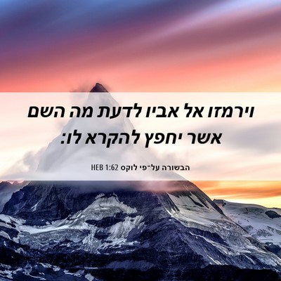 Picture 06 - הבשורה על־פי לוקס 1:62 HEB - וירמזו אל אביו לדעת מה השם - Bible Verse Picture