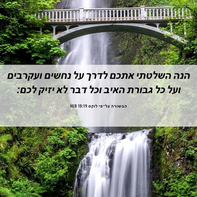 Picture 06 - הבשורה על־פי לוקס 10:19 HEB - הנה השלטתי אתכם לדרך על - Bible Verse Picture