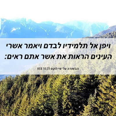 Picture 06 - הבשורה על־פי לוקס 10:23 HEB - ויפן אל תלמידיו לבדם ויאמר - Bible Verse Picture