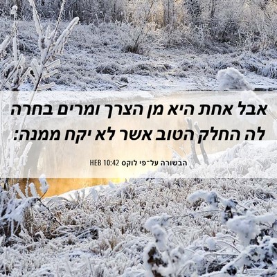 Picture 06 - הבשורה על־פי לוקס 10:42 HEB - אבל אחת היא מן הצרך ומרים - Bible Verse Picture