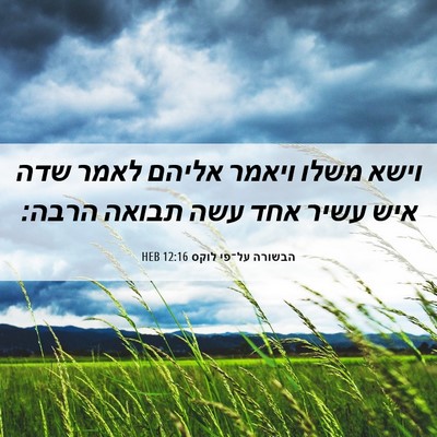 Picture 06 - הבשורה על־פי לוקס 12:16 HEB - וישא משלו ויאמר אליהם לאמר - Bible Verse Picture