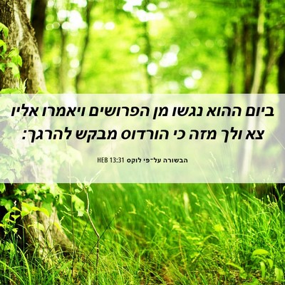 Picture 06 - הבשורה על־פי לוקס 13:31 HEB - ביום ההוא נגשו מן הפרושים - Bible Verse Picture