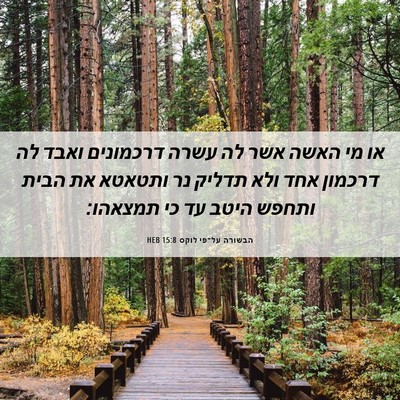 Picture 06 - הבשורה על־פי לוקס 15:8 HEB - או מי האשה אשר לה עשרה - Bible Verse Picture