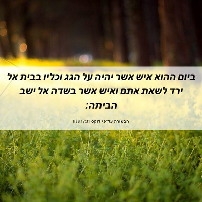 Picture 06 - הבשורה על־פי לוקס 17:31 HEB - ביום ההוא איש אשר יהיה על - Bible Verse Picture