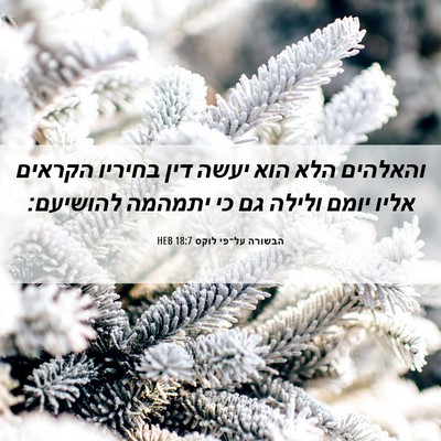 Picture 06 - הבשורה על־פי לוקס 18:7 HEB - והאלהים הלא הוא יעשה דין - Bible Verse Picture