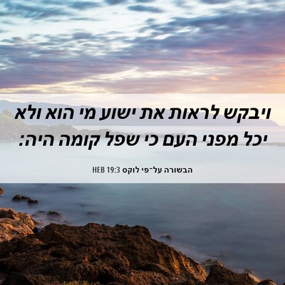 Picture 06 - הבשורה על־פי לוקס 19:3 HEB - ויבקש לראות את ישוע מי הוא - Bible Verse Picture