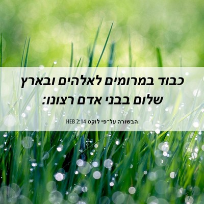 Picture 06 - הבשורה על־פי לוקס 2:14 HEB - כבוד במרומים לאלהים ובארץ - Bible Verse Picture