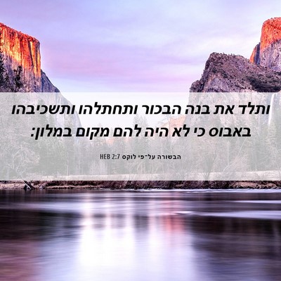 Picture 06 - הבשורה על־פי לוקס 2:7 HEB - ותלד את בנה הבכור ותחתלהו - Bible Verse Picture