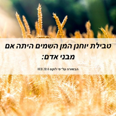 Picture 06 - הבשורה על־פי לוקס 20:4 HEB - טבילת יוחנן המן השמים היתה - Bible Verse Picture