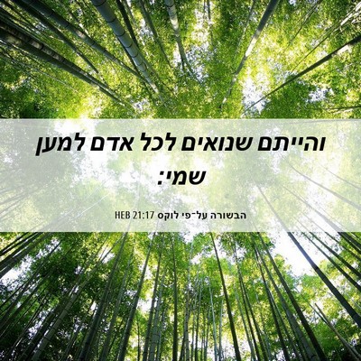 Picture 06 - הבשורה על־פי לוקס 21:17 HEB - והייתם שנואים לכל אדם למען - Bible Verse Picture
