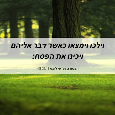 Picture 06 - הבשורה על־פי לוקס 22:13 HEB - וילכו וימצאו כאשר דבר - Bible Verse Picture