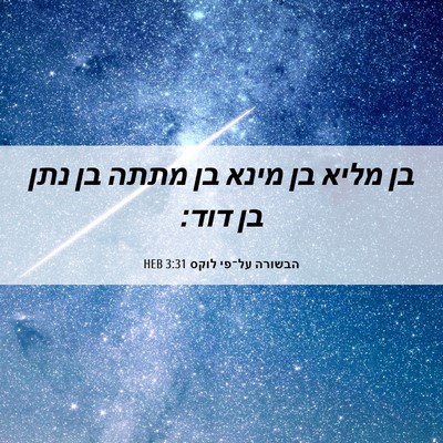 Picture 06 - הבשורה על־פי לוקס 3:31 HEB - בן מליא בן מינא בן מתתה בן - Bible Verse Picture