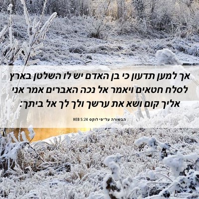 Picture 06 - הבשורה על־פי לוקס 5:24 HEB - אך למען תדעון כי בן האדם יש - Bible Verse Picture