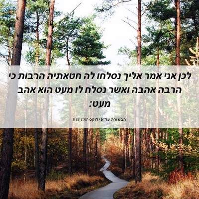 Picture 06 - הבשורה על־פי לוקס 7:47 HEB - לכן אני אמר אליך נסלחו לה - Bible Verse Picture