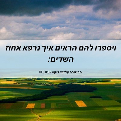 Picture 06 - הבשורה על־פי לוקס 8:36 HEB - ויספרו להם הראים איך נרפא - Bible Verse Picture