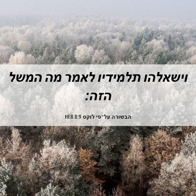 Picture 06 - הבשורה על־פי לוקס 8:9 HEB - וישאלהו תלמידיו לאמר מה - Bible Verse Picture