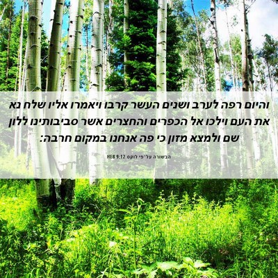 Picture 06 - הבשורה על־פי לוקס 9:12 HEB - והיום רפה לערב ושנים העשר - Bible Verse Picture