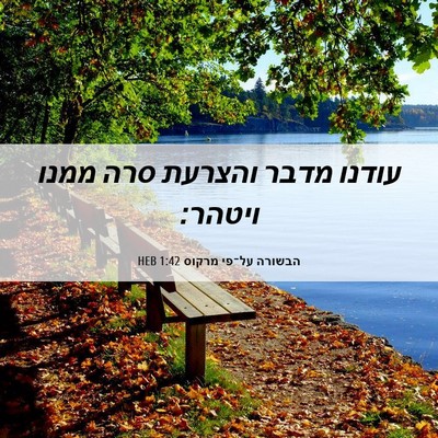 Picture 06 - הבשורה על־פי מרקוס 1:42 HEB - עודנו מדבר והצרעת סרה ממנו - Bible Verse Picture