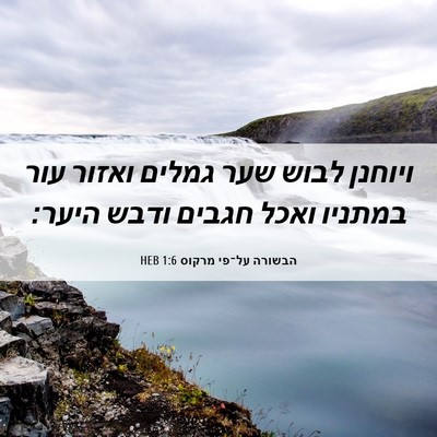 Picture 06 - הבשורה על־פי מרקוס 1:6 HEB - ויוחנן לבוש שער גמלים - Bible Verse Picture